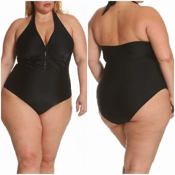 Sun and Sea Solid As A Rock Front Zipper One Piece - Picture 1 of 8